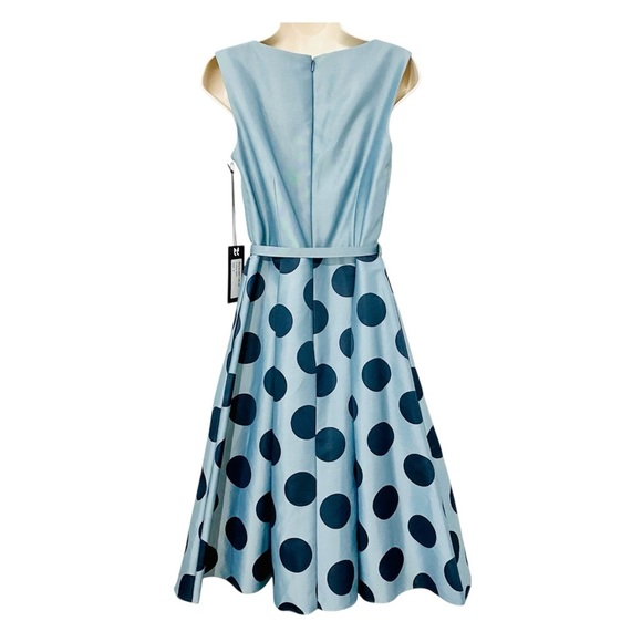 BHLDN Anthropologie New 50s 60s Retro Polka Dot Swing Dress Satin Taffeta Party - Picture 5 of 16